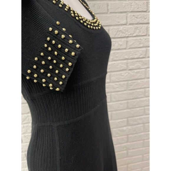 Maggy L Black with Gold detail Merino Blend Sweater Dress Size L - Picture 5 of 7